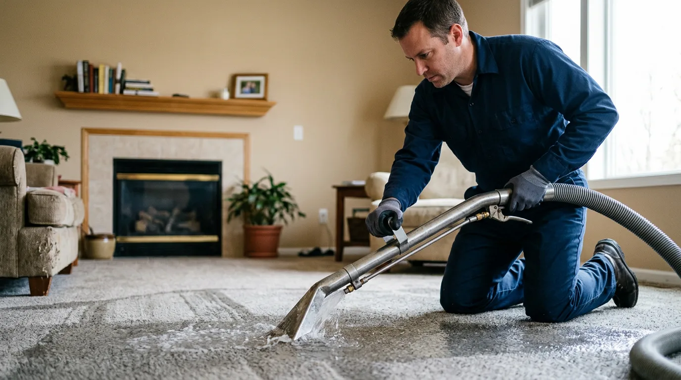 Water damage restoration technician working near Elberta, MI